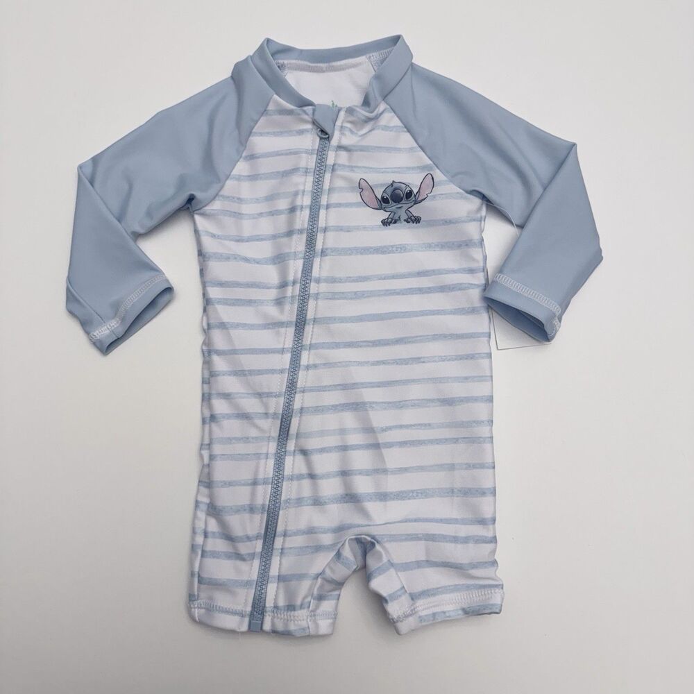Disney Baby Lilo & Stitch Swim Suit Size 6 Months Full Zip Rash Guard NWT